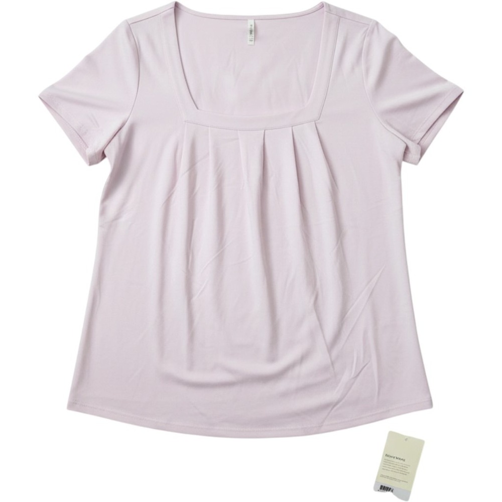NWT Halara Square Neck Pleated Short Sleeve Top Pale Pink Size XL